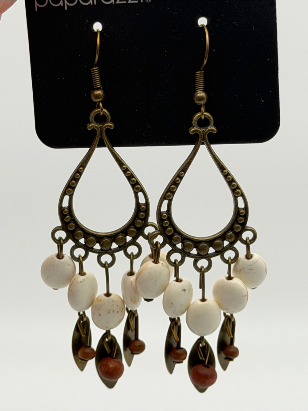 NWT Paparazzi Adobe Air Brass Earrings Boho Chandelier Rustic Earthy Neutral
